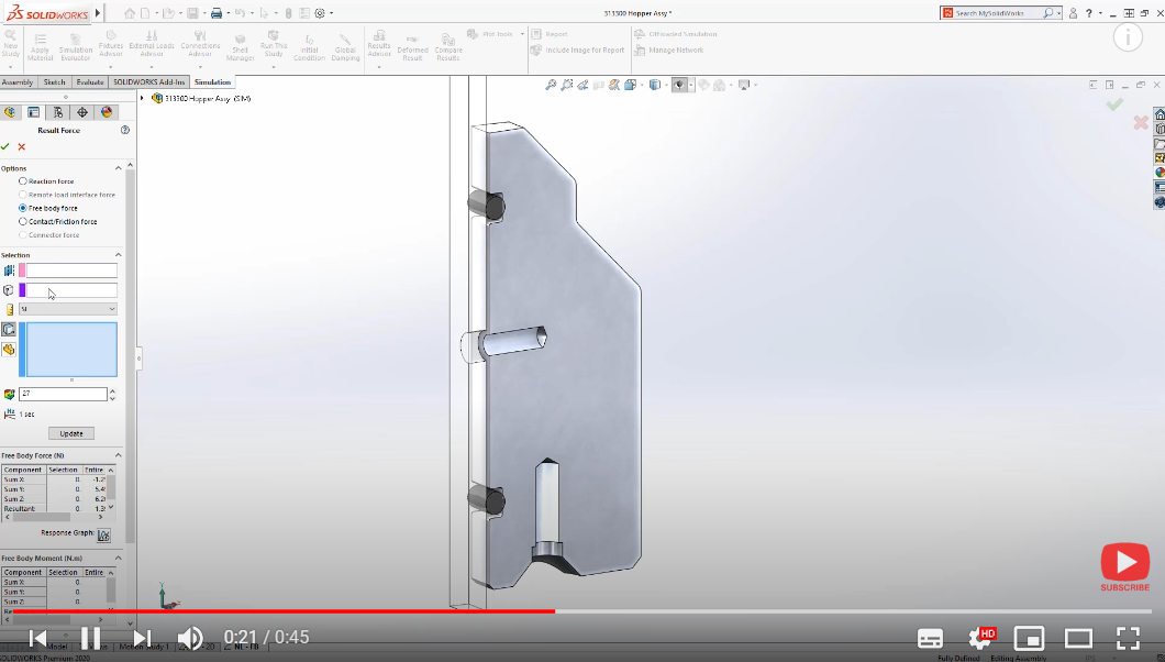 What's New in SOLIDWORKS SIMULATION 2020 - Free Body Forces in NL Studies:
